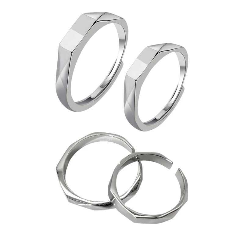 Adjustable Silver Couple Rings Light Shaped Secret Projection Rings Fashionable Finger Rings for Men and Women