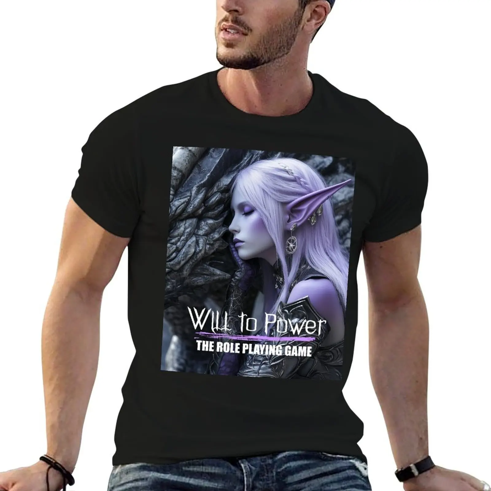 T-shirt Will to Power Wyrmaelf avec Dragon pour homme, t-shirts graphiques pour homme, t-shirt vintage graphique pour homme, t-shirt en coton 100%