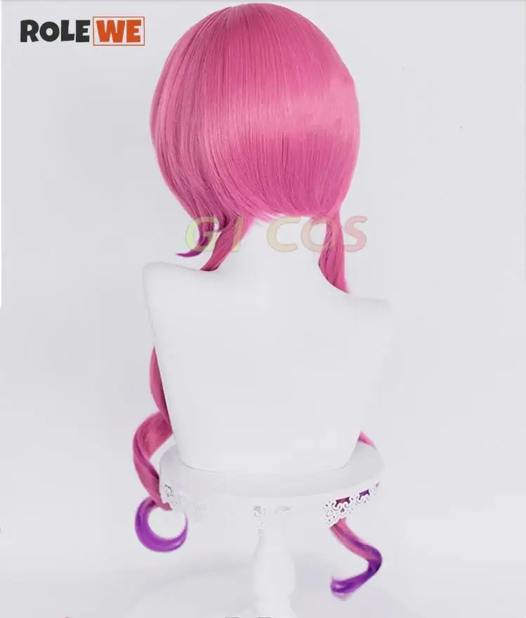 Iruru-Peluca de Cosplay Anime de Miss Kobayashi's Dragon Maid, rizos largos de 85cm, pelo sintético resistente al calor, pelucas de Halloween + gorro de peluca