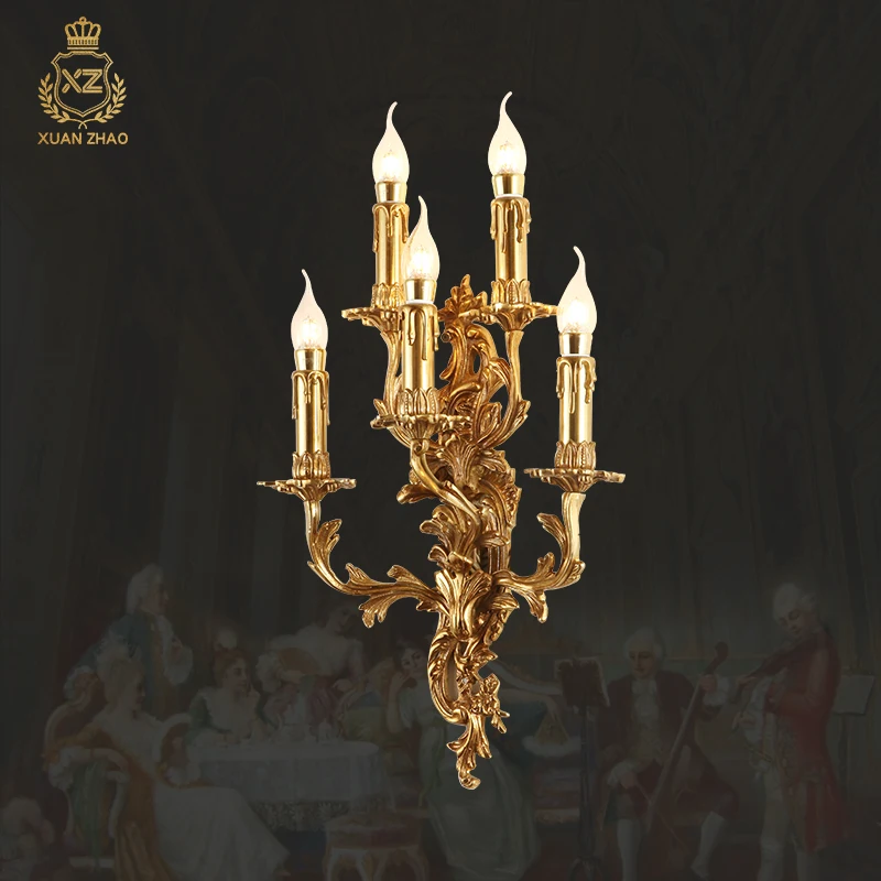 Baroque Unique Wall Lamps Indoor Wall Light for Hallway Art Deco Sconce Brass Gold Living Room Bedside Candle E14