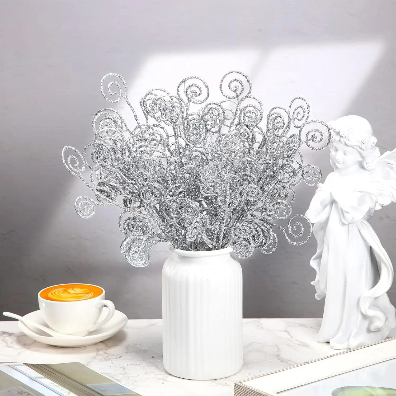 

10pcs New Christmas Decorations Artificial Plants Gold Glitter Candy Wreath Insert Branch Festival Party Scene Layout