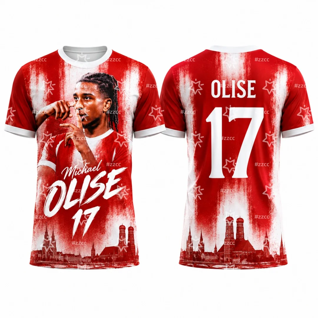 2026 Michael Olise Fan Gedenkausgabe Nr. 17 Fußballtrikot Sommer-Sportbekleidung Herren T-Shirt Kinderbekleidung Damen-Shirt ﻿ ﻿ – Detail 2