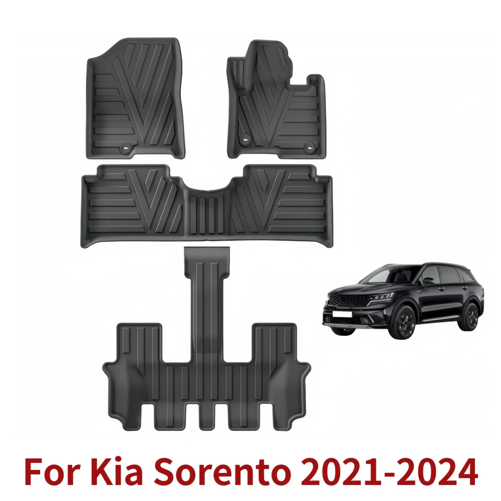 Kia Sorento 연료 버전 2021-2024 TPE 3D 자동차 바닥 매트 트렁크 패드 액세서리 발 매트 무취 트레이 방수