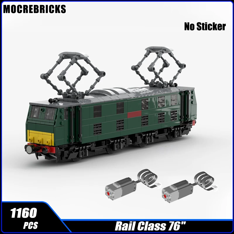 Locomotora eléctrica con Motor de potencia para niños, bloques de construcción MOC, modelo de ensamblaje, rompecabezas, juguetes de ladrillos para niños, regalos, clase de Ferrocarril Británico 76