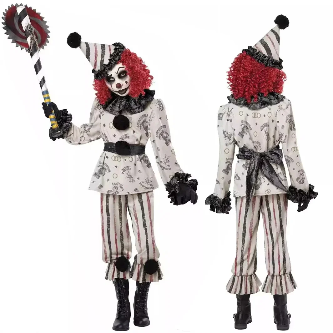 

Clown Cosplay Costume Halloween Party Men Women Cos Suit Outfit Uniform Role Party Night Clown Adult Funny Clown Cosplay Costume