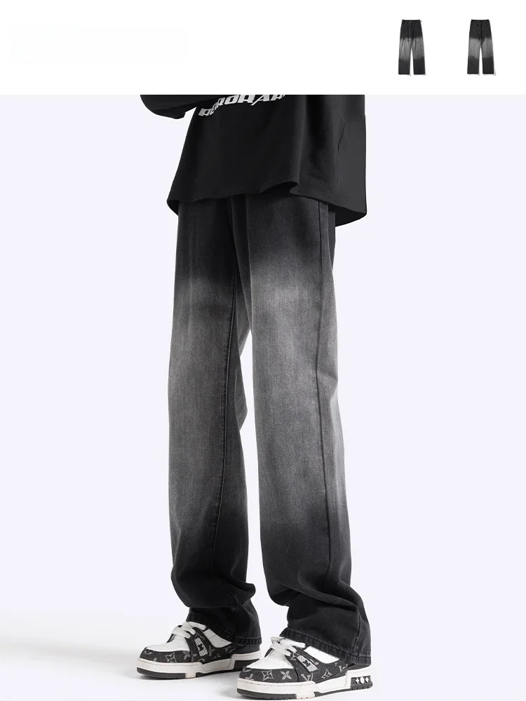 

Джинсы Wukong: Модные американские джинсы-стрейт для мужчин, свободные повседневные брюки, осенняя молодежная коллекция