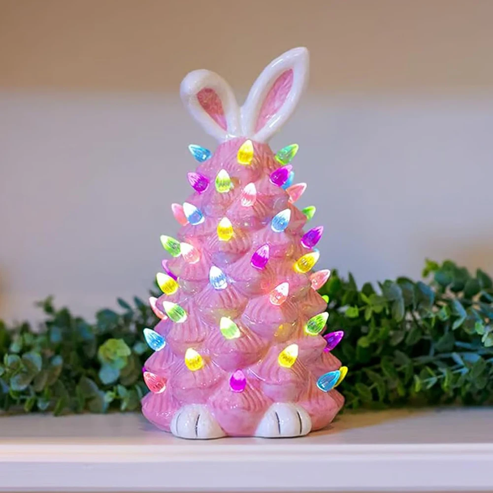 Easter Bunny Tree Night Light Decoration Lighteds Bunny Decoration for Shelves Nightstand Easter Present for Kids