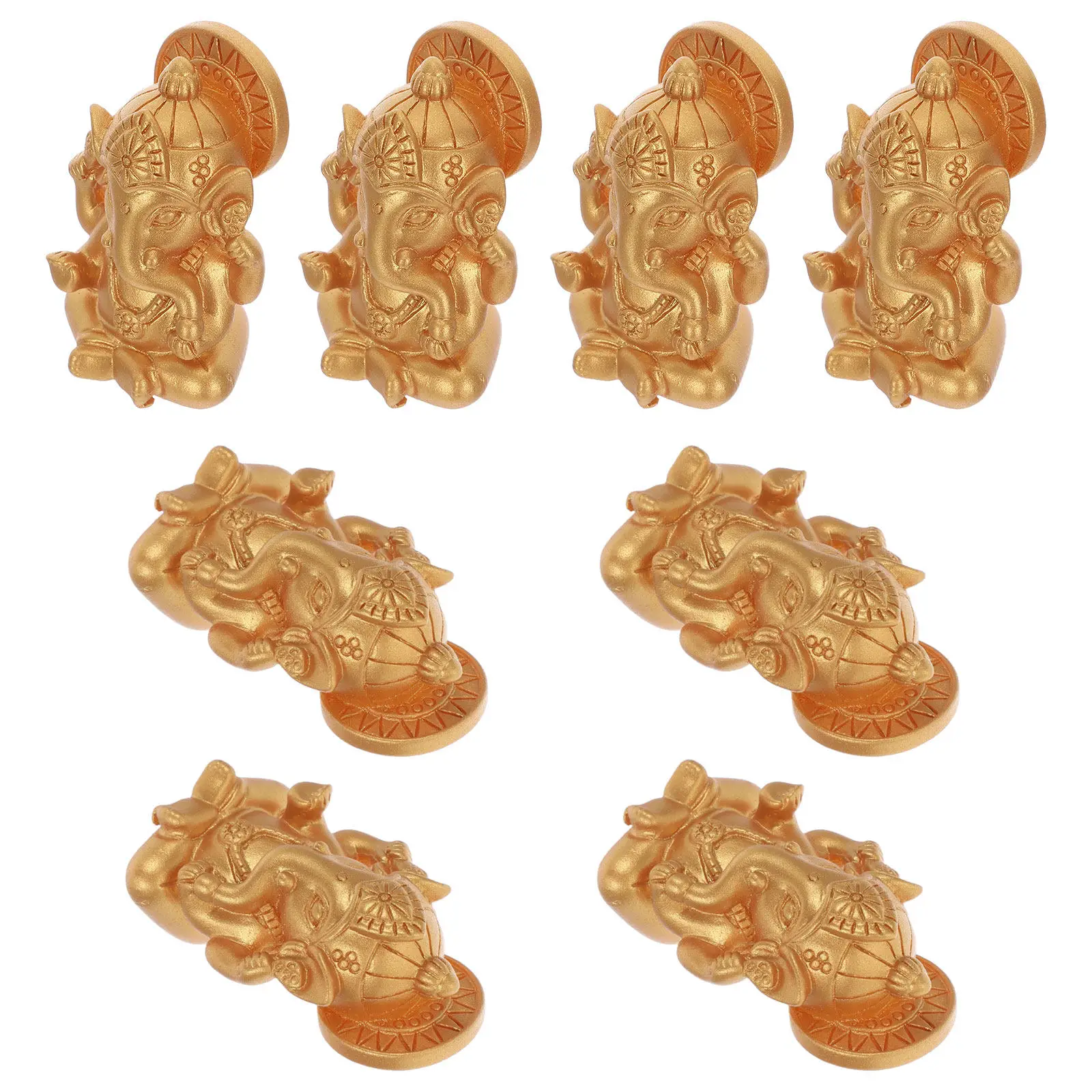 10Pcs Mini Elephant God Table Decor Hand Carved Ganesha Statue Set for Home Office Desk Car Dashboard India Festival Pooja Gift