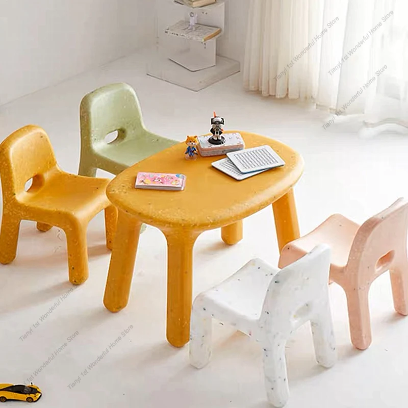 Nordic Cream Style Kids Dining Chair Kitchen Plastic Cute Study Chair Play Chair Modern Party Small Stool Sillas Home Furniture