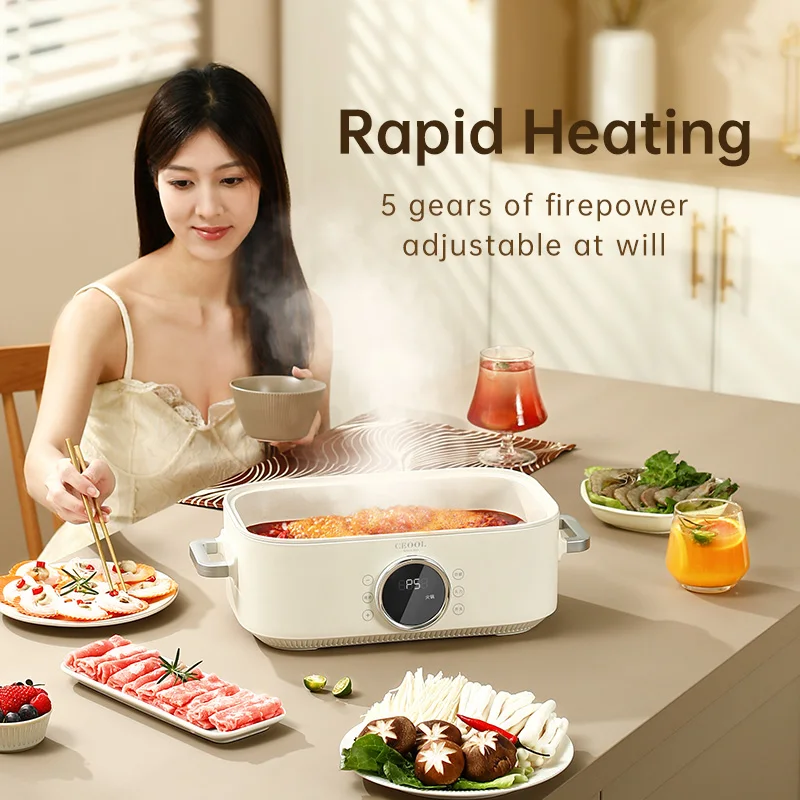 Vaporiera elettrica 3 in 1 da 10 litri - Pentola multifunzionale (vaporiera per alimenti per bambini, ristorante/uso domestico, riscaldamento rapido, senza BPA)