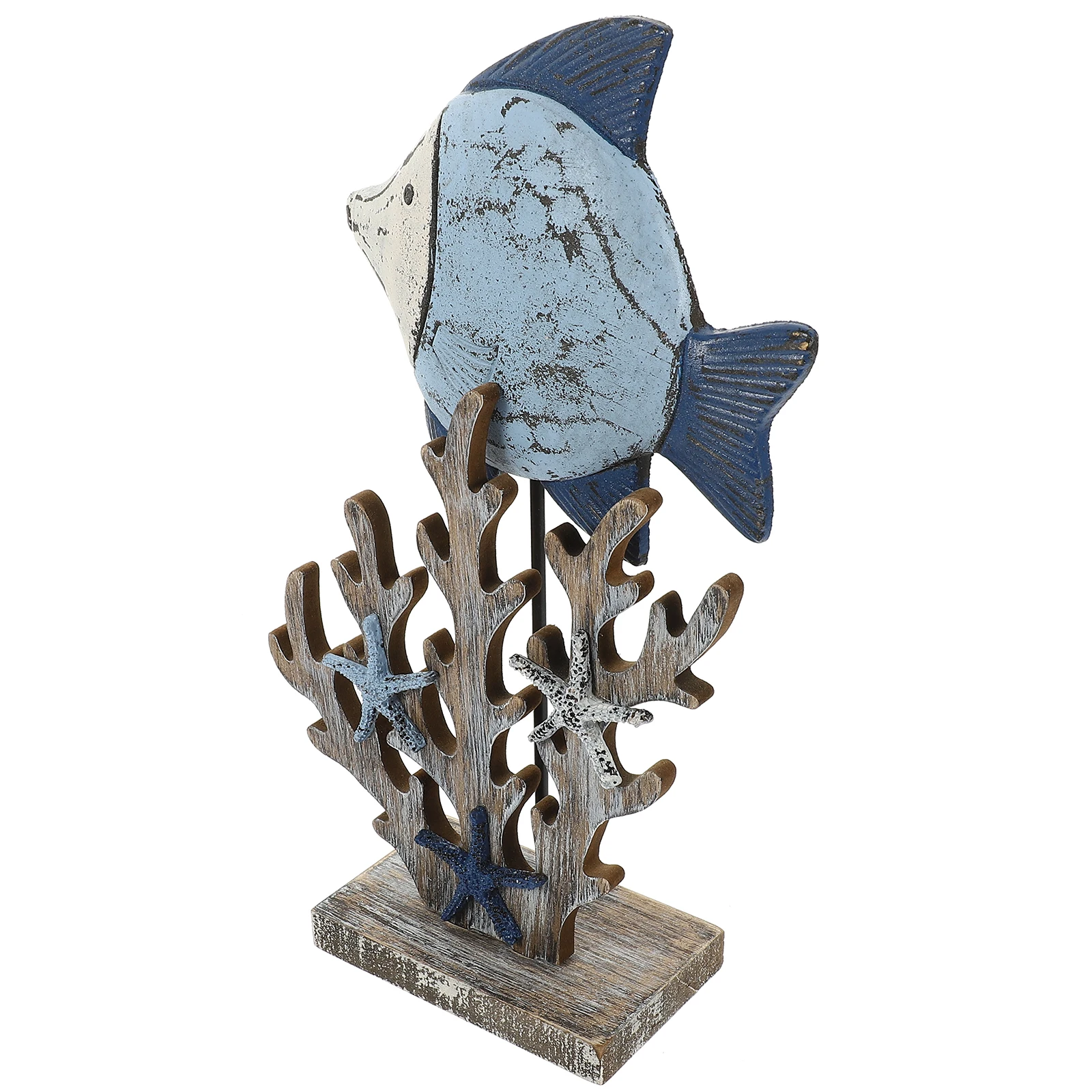 

Mediterranean Style Retro Coral Fish Decor Wood Craft naments Home Ocean Theme TabletopDecoration Nautical Coastal Art