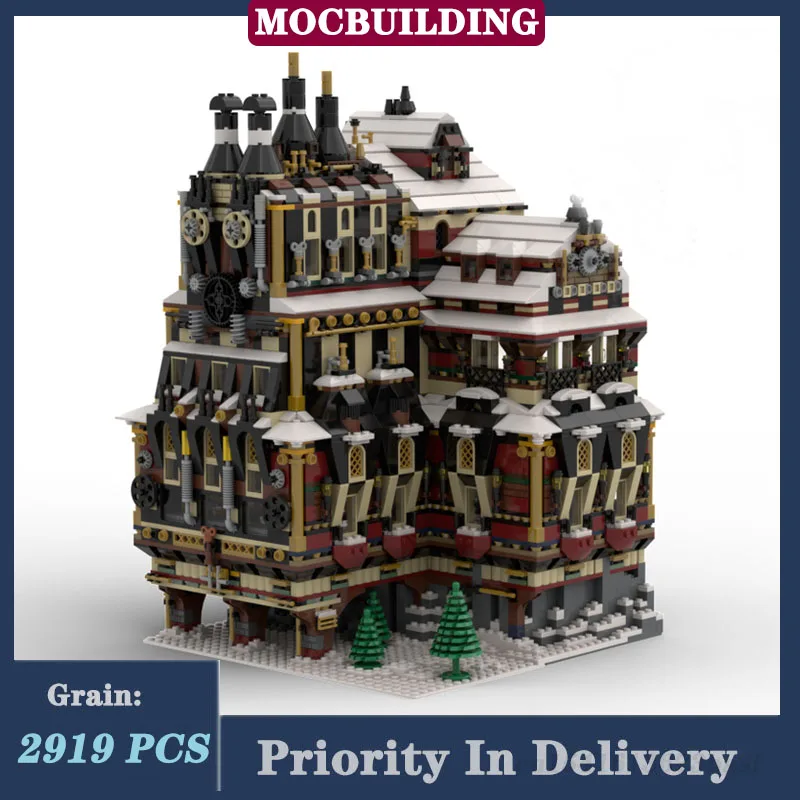 MOC Urban Building Sweets Factory Model Building Block Assembly Lounge Kitchen Collection Toys Christmas Gift