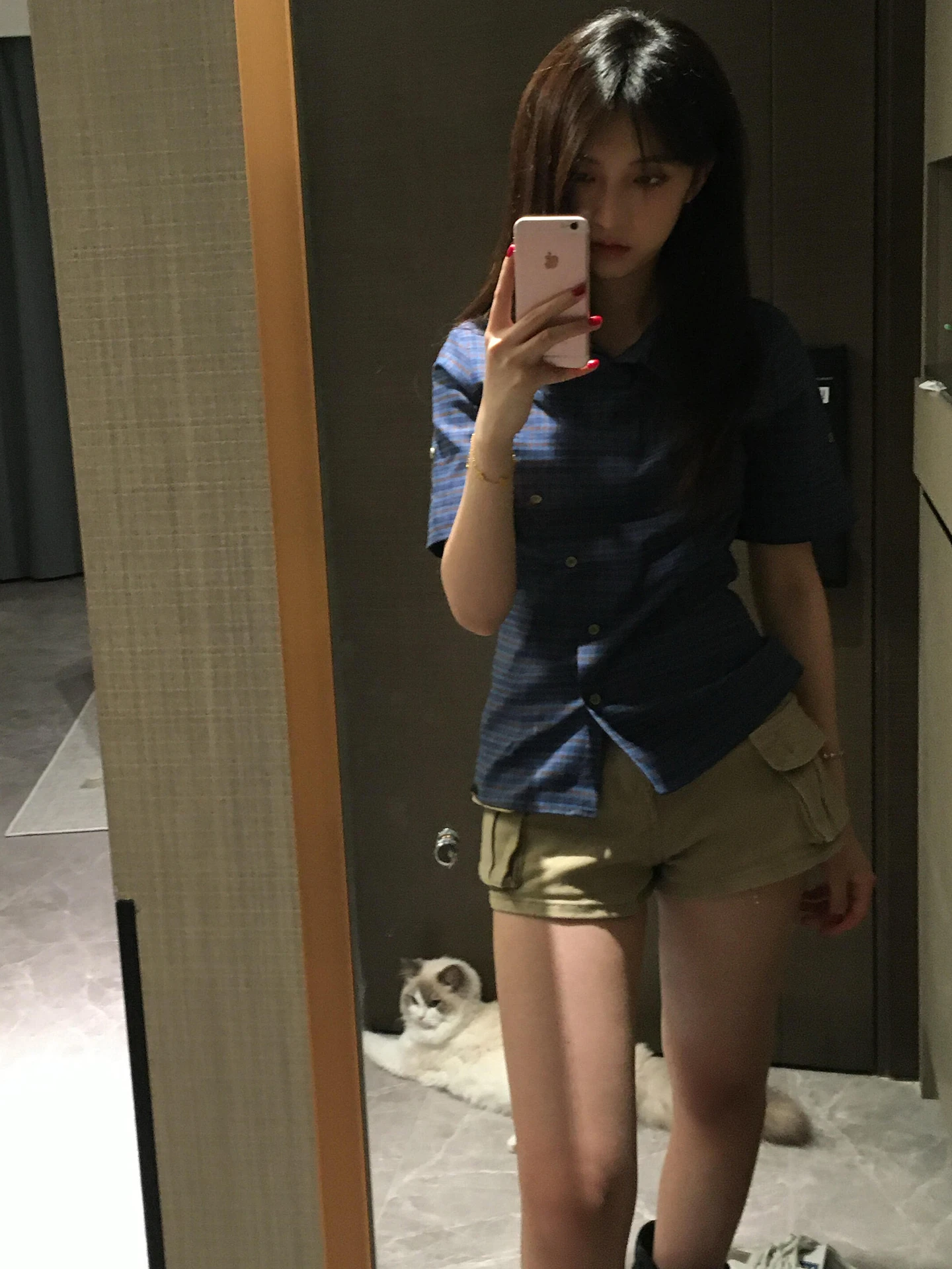 Blu Plaid ort Sve Slim Fit Donna irt Design Sensation Estate New Sle Sweet Japanese Sle Fibra di poliestere 00%