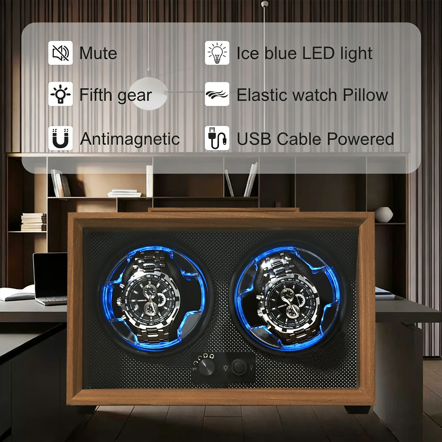 Watch Winder Usb Powered for Automatic Watches Mechanical Watches Rotator Holder Wood Case Winding Cabinet Storage Display Boxes