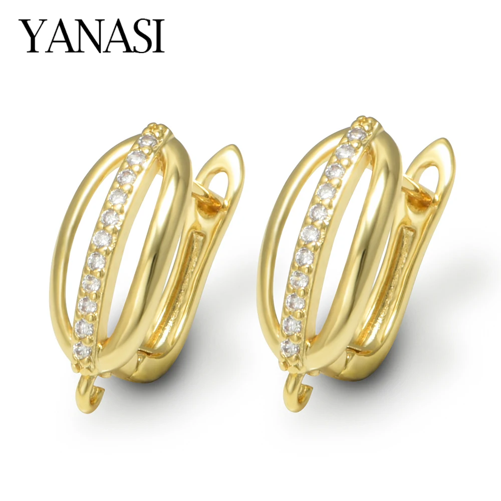 1 Par de Aretes de Latón Chapado en Oro de 18K con Circonitas Cúbicas para Mujer, Accesorios para Joyería Hecha a Mano, Antialérgicos