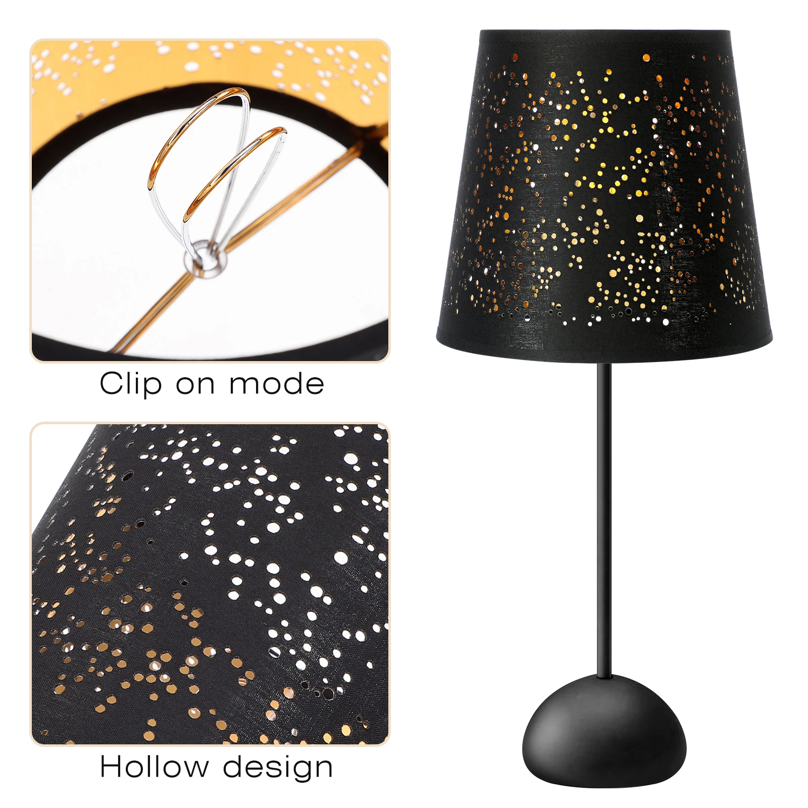 

Lampshade Accessories Cloth Lamp Shade Black Outer Gold Inner Dust Proof Clip Lamp Cover For Wall Floor Ceiling Light