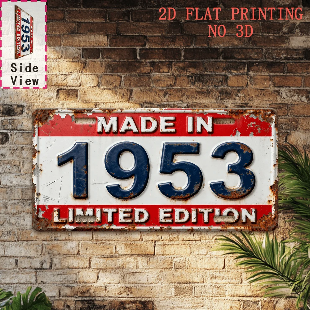 Decorative Sign, Plaque Made of Aluminum, Vintage 