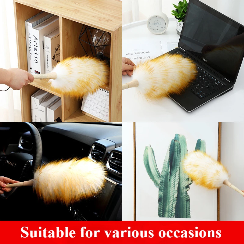 Scalable Wool Duster Household Cleaning Dust Duster Brush Car Cleaning Sweeping Dust Home Use Washable Clean Houseware Tools