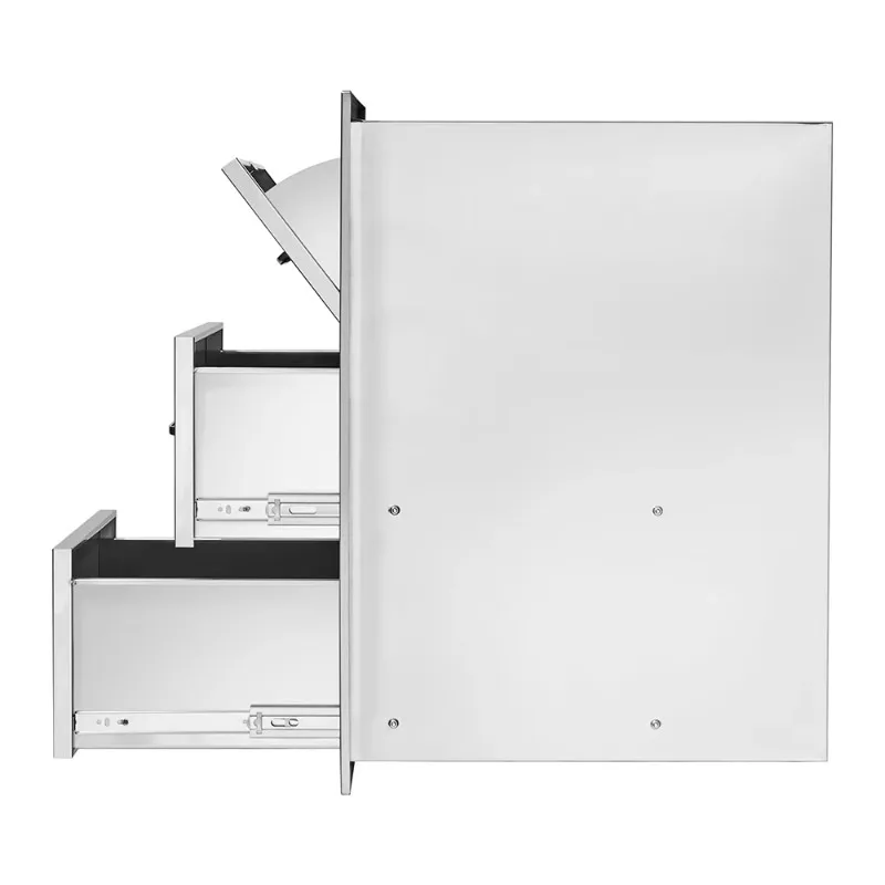 17 واط X 30H X 21D بوصة المطبخ في الهواء الطلق الفولاذ المقاوم للصدأ مزدوج الوصول درج الأنسجة حامل مزيج شواء جزيرة تجهيزات المطابخ في الهواء الطلق #5