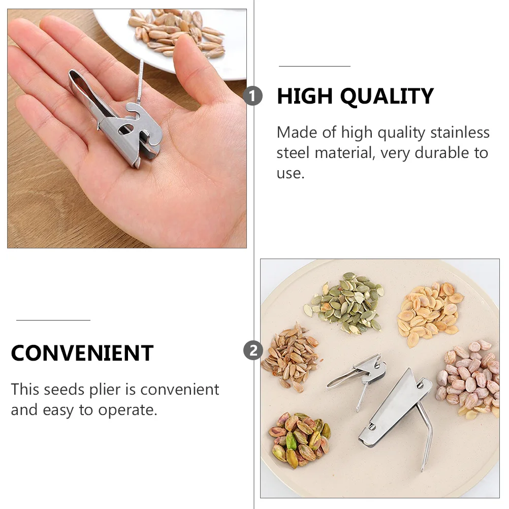 

2 pcs Stainless Steel Nut Cracker Pine Nut Peeling Plier Durable Easy Carry Melon Seeds Pine Nuts Peanut Opener Sheller Kitchen
