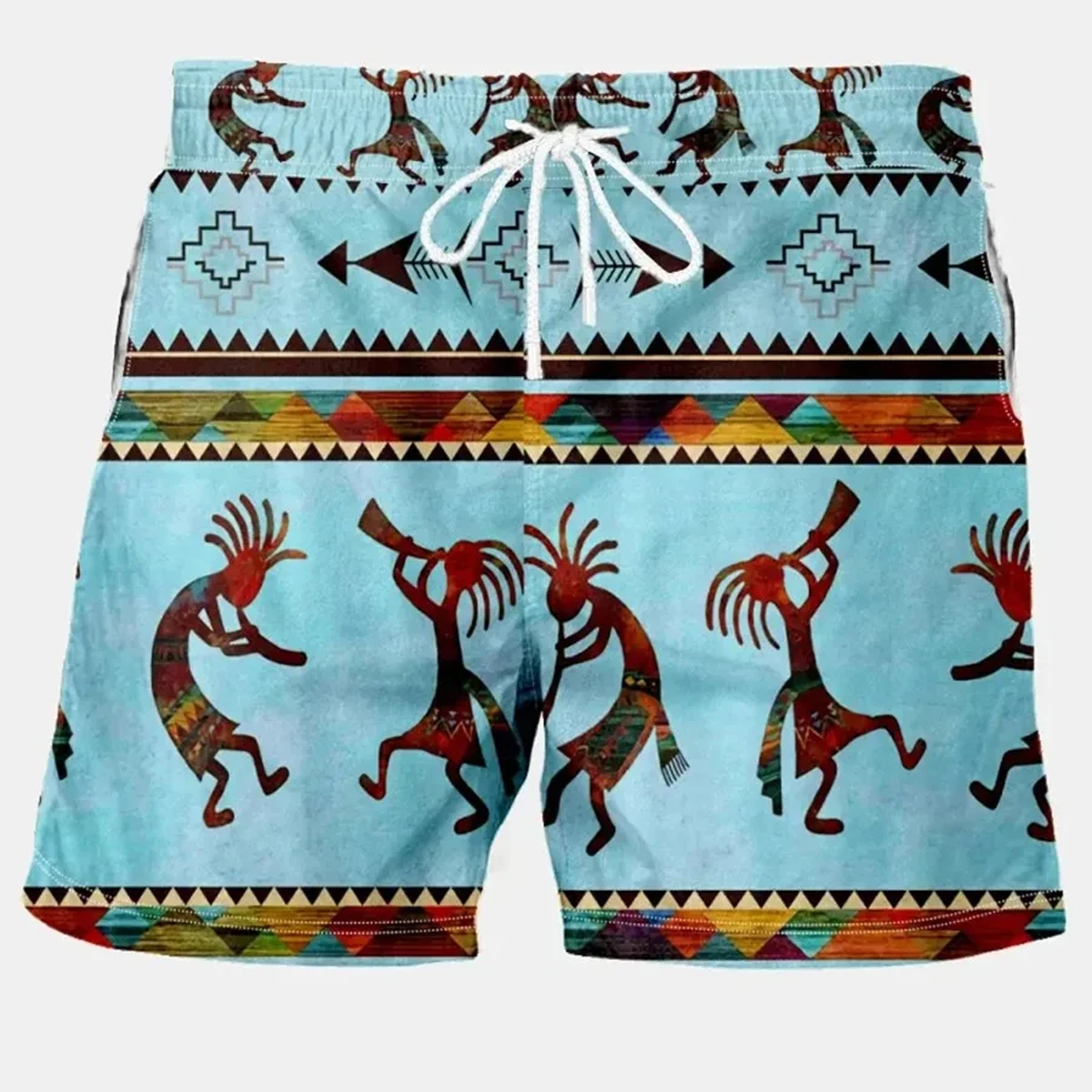 Shorts de banho retrô masculino com cordão – verão nova moda estampa férias praia havaí design micro elástico