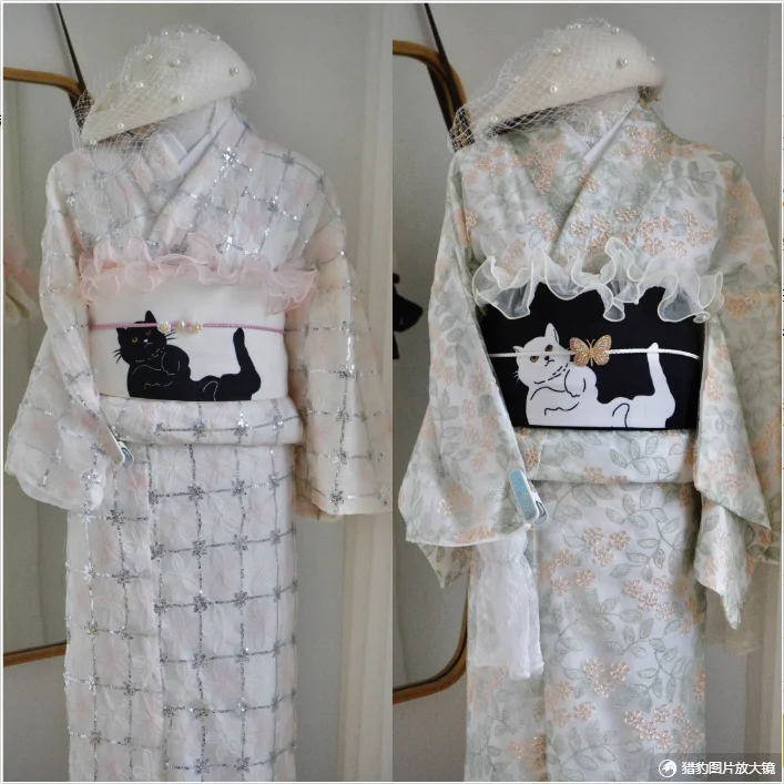 فستان نسائي رسمي ياباني من الدانتيل كيمونو صغير منقوش للتخرج مطرز بالترتر