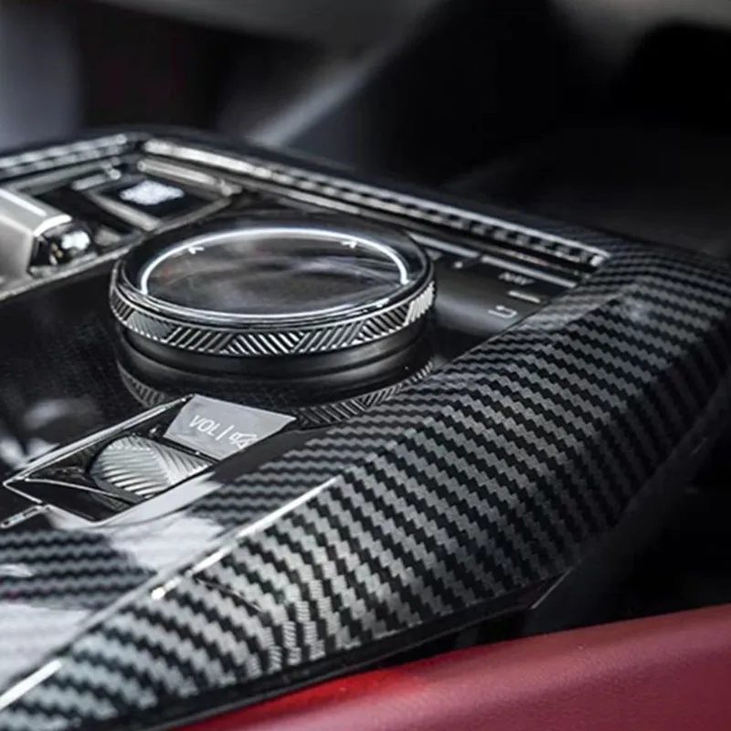 سيارة مركز شيفتر لوحة مركز غطاء الكسوة ABS مع ألياف الكربون نمط لسيارات BMW 5 سلسلة i5 G60 2024-2025