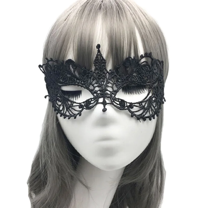 Women Black Lace Mask Sexy Queen Eye Mask Halloween For Masquerade Party Cosplay Prom Props Costume Exotic Cloth Flower