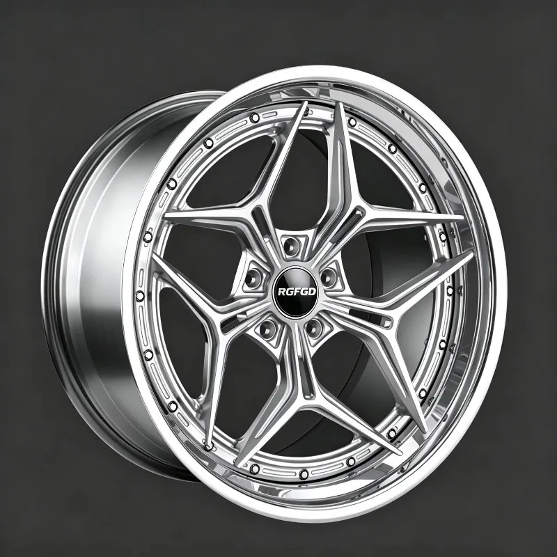 【2026】2 Piece Forged Alloy Wheel 15 26 Inch 5 Star Blade Polished Outer Rim 5 Holes Custom Rims For Sport Car Aftermarket Modifi