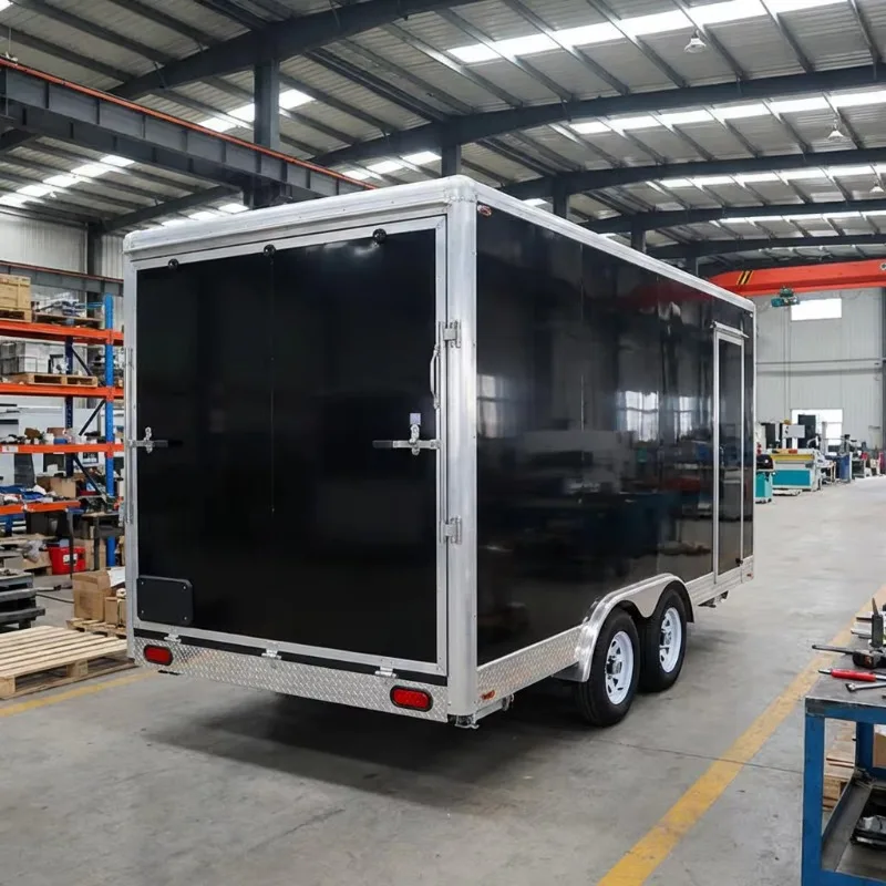 Customizable Appearance Mobile Square Food Trailer Factory Commercial Fully Customized Kitchen For Ice Cream Hot Dog Sale