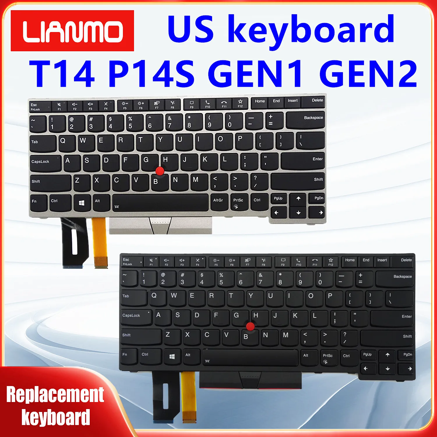 

Клавиатура ноутбука США подходит для Lenovo ThinkPad T14 P14S GEN1 T14 P14S GEN2 5N21B08340 5N21B08377 Серебристый черный с подсветкой