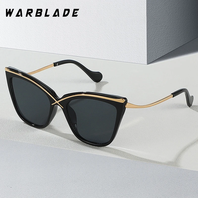 

Fashion Metal Intersect Cat Eye Women's Sunglass Big Frame Luxury Design Men Sunglass Summer Travel Female Eyewear Lentes UV400