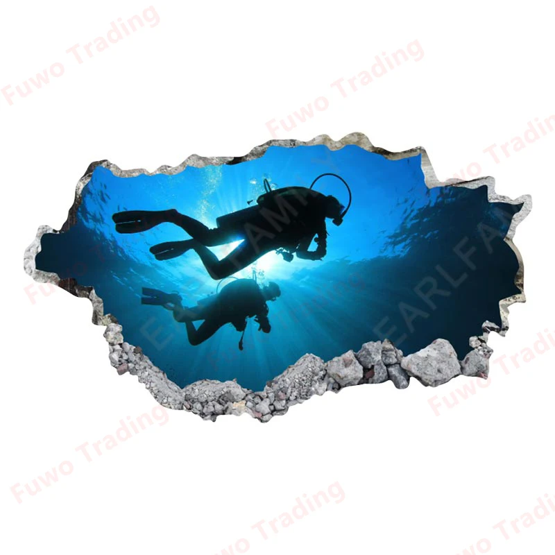 Hot selling Scuba Diving 3D Car Sticker Cartoon Vinyl Decals Waterproof Car Accessories Laptop Surfboard Decor