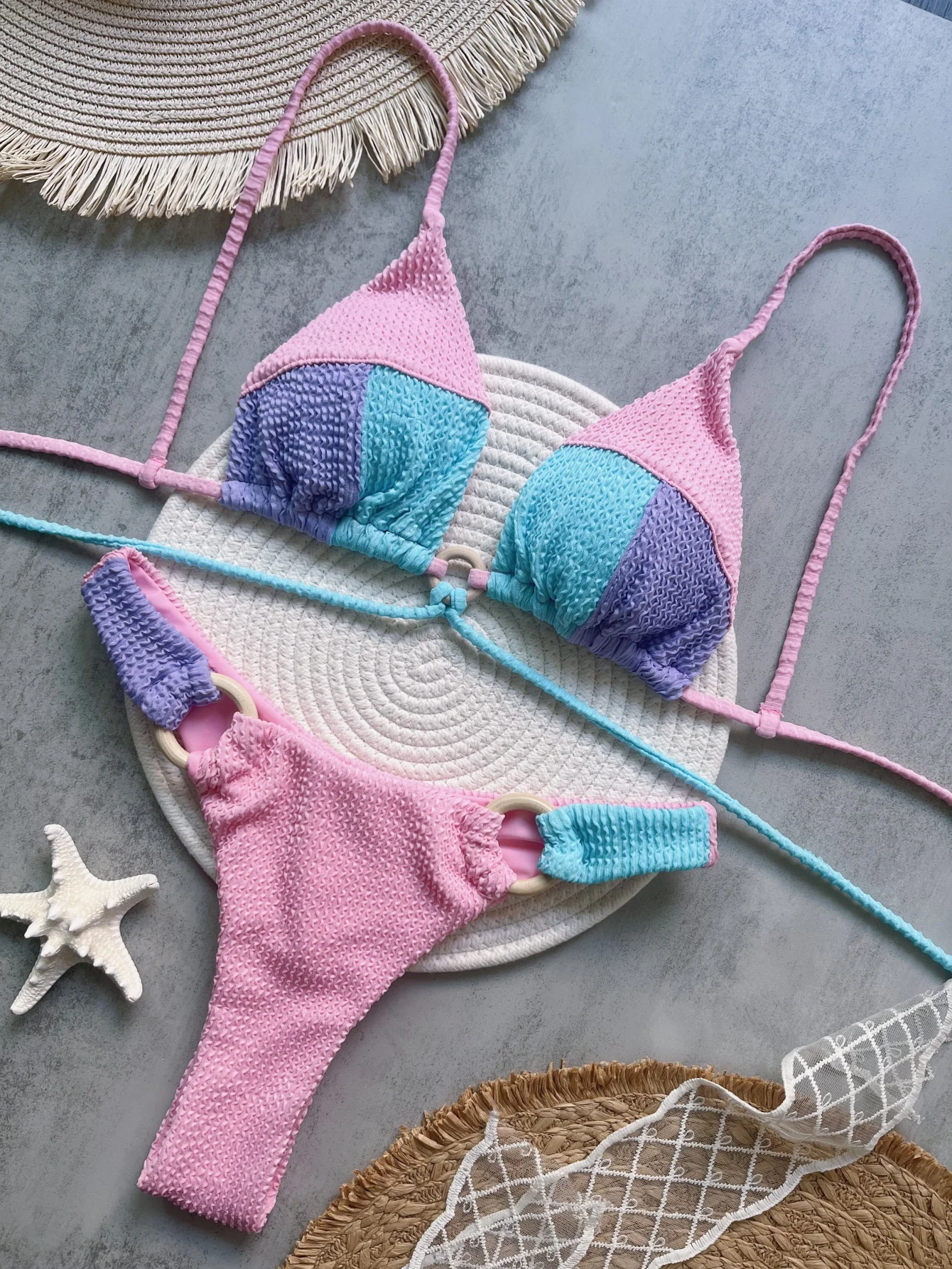 

Сексуальный неоновый зеленый комплект бикини 2025, купальник с кисточками и шнурком по бокам, женский летний купальник с эффектом пуш-ап, купальный костюм, пляжная одежда