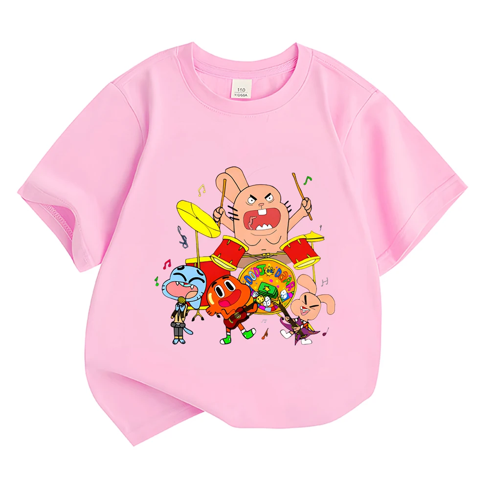 

The Amazing World of Gumball Cartoon Printing Children's T-shirt Anime Clothes Cotton Tshirts Summer Short Sleeve Kids Tees Top