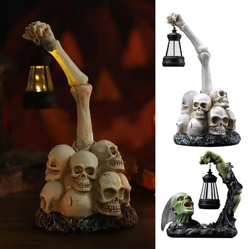 

Halloween skull bedside lamp LED horror skull night light ornaments for home holiday party desktop display window lamp