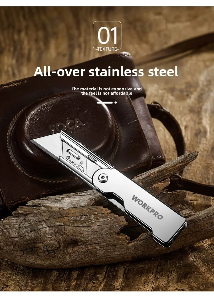 سكين قابل للطي عالي التحمل، سكين ورق حائط فولاذي كامل، عسكري متين، سميك للغاية، ذو مظهر عالٍ، قالب متكامل