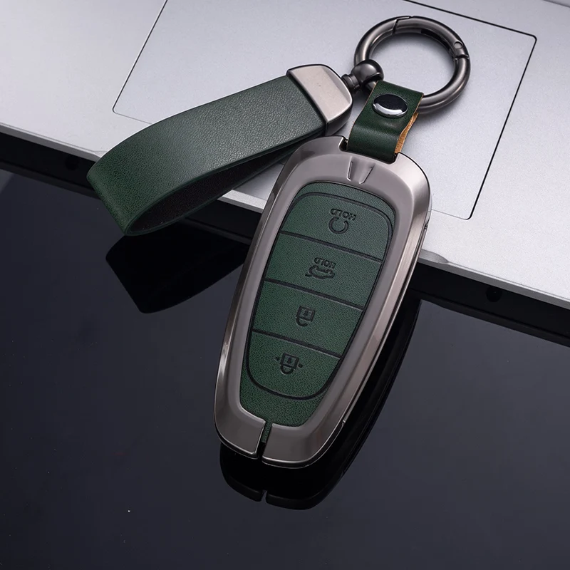 Car Key Holder Case Cover For Hyundai Tucson Solaris Sonata Hybrid NEXO NX4 Santafe Dn8 4 Buttons 2020 2021 2022 Accessories view 4