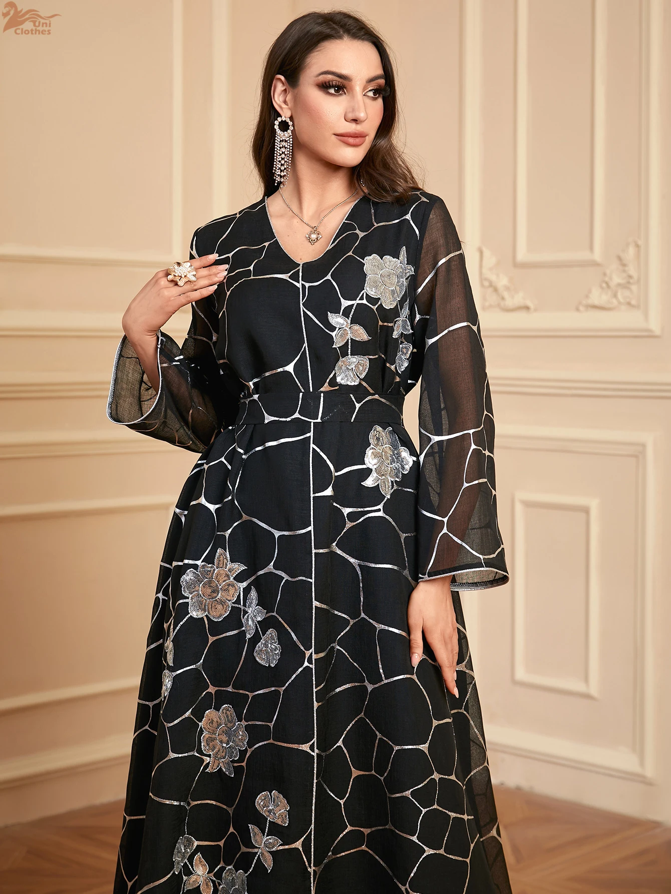 Mode paillettes or estampage musulman Abaya dubaï turquie Islam vêtements de prière robes africaines pour les femmes robe longue caftan