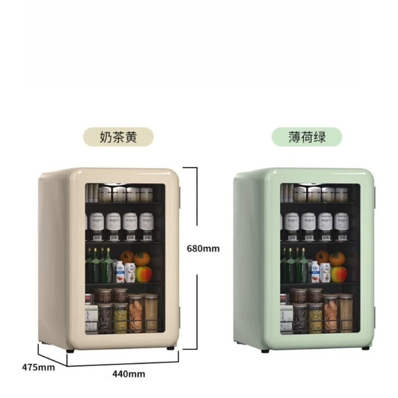 Ice Bar Embedded Mini Small Home Office Hotel Transparent Glass Door Refrigerator 64L