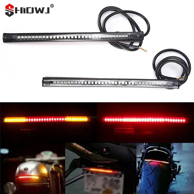 48SMD LED Motorcycle Decorative Lights Strip Light Motorbike Tail Brake Stop Turn Signal Strip Stop Light General