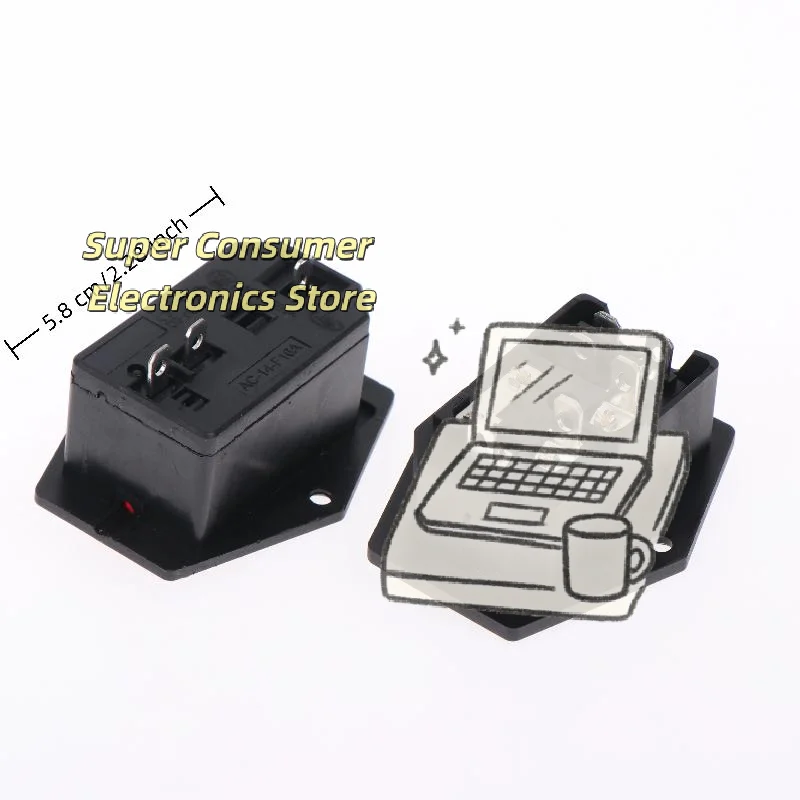 3D Printer Power Switch Socket Universal 110V 220V Male Plug Socket with Fuse Replacement Parts for Most FDM 3D Printers