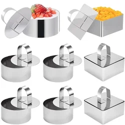 1pcs DIY Tart Rings 8*4cm Dessert Cake Mold Slicer Cutter Stainless Steel Circular with Pusher Kitchecn Pastry Baking Tools