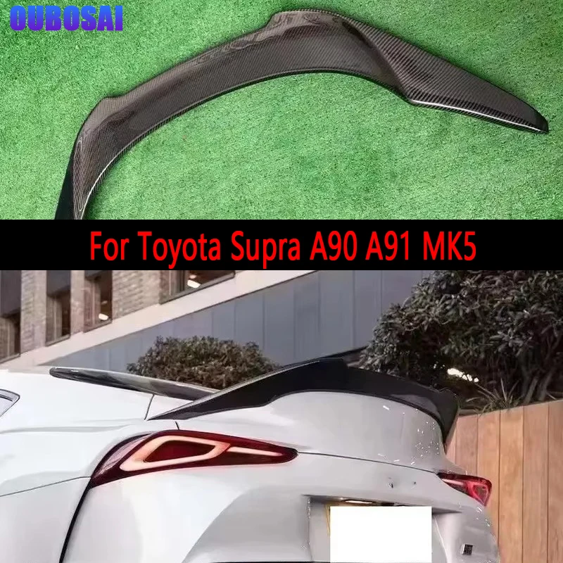 

For Toyota Supra A90 A91 MK5 2019+ Carbon Fiber Tail fins Rear Trunk Spoiler Guide Wing Rear Wing Upgrade body kit