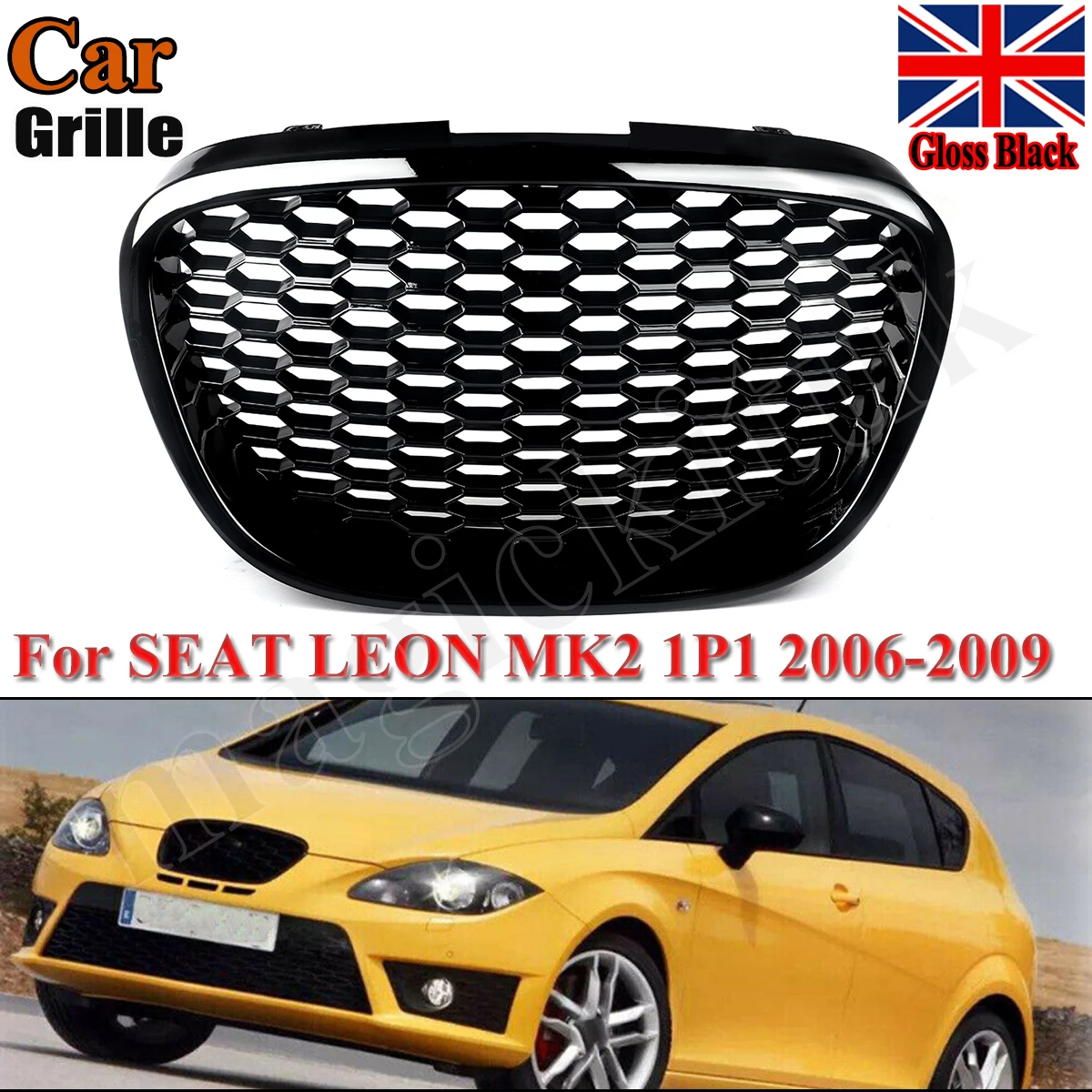 

SAIQINGSP Front Bumper Center Grille Fit for Seat Leon MK2 1P1 2006-2009 CAR Accessories TOOLS