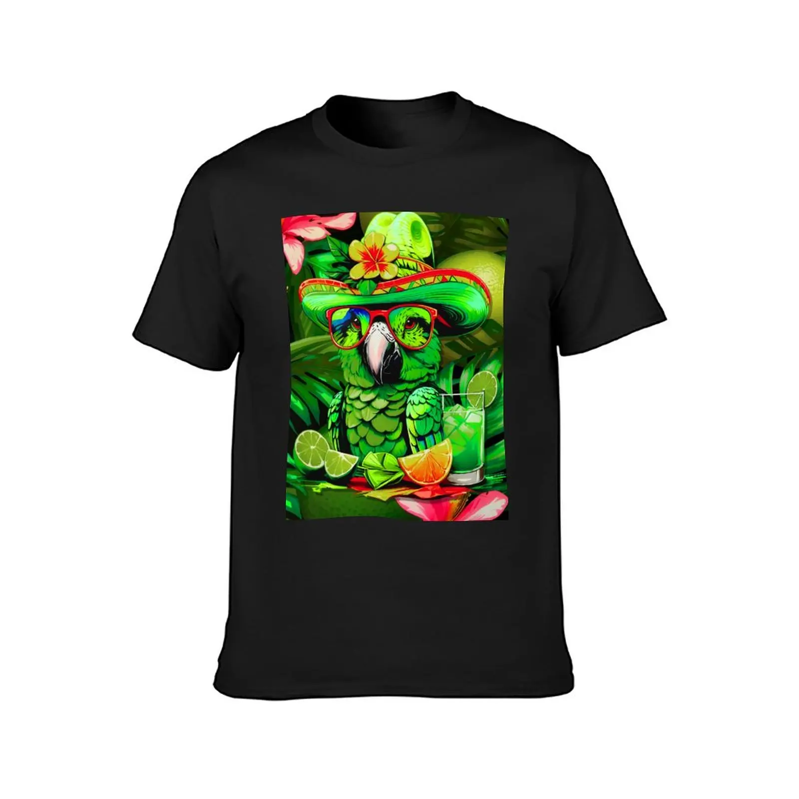 Fabulous Parrot Refreshing Lime Pattern T-Shirt summer tops oversized graphic tee man t shirt plain black t shirts men