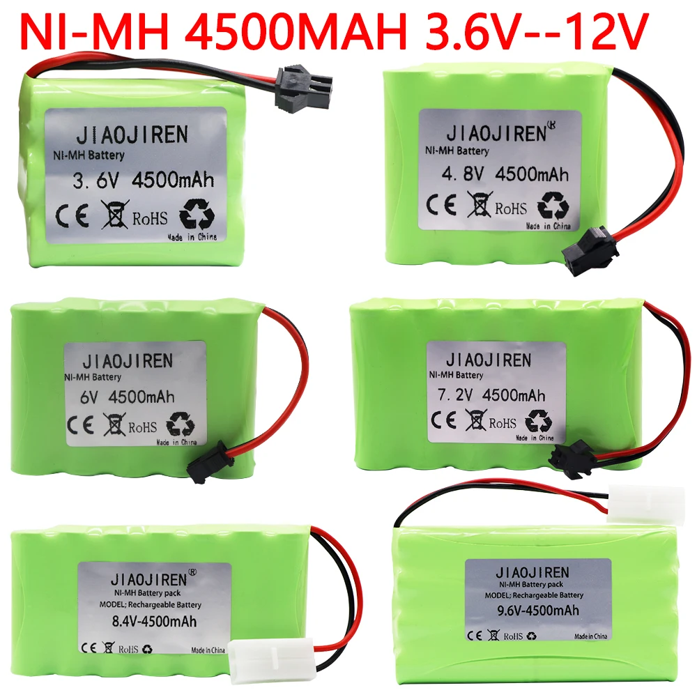 3.6V/4.8V/6V/7.2V/8.4V/9.6V/12V 4500mah NI-MH AA Rechargeable Battery Pack For Remote Control Toy Electric Car Volt with SM Plug