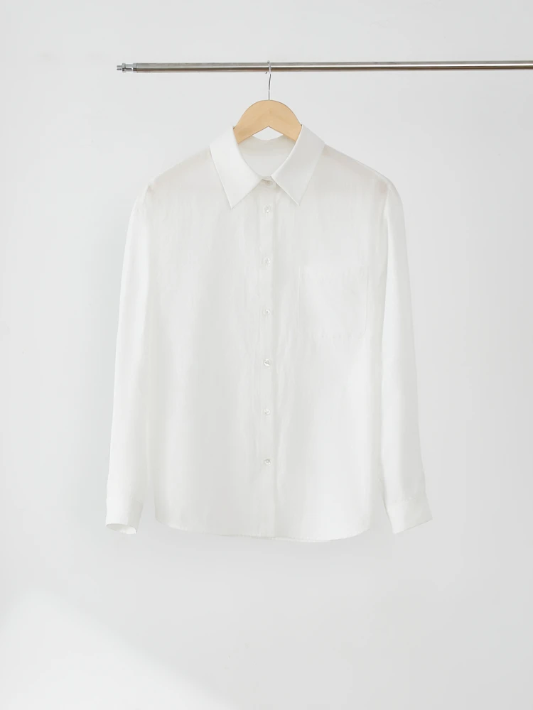 

Classic White irt Anti-Wrinkle Easy Care Polyester Fiber Long Sve Flip Collar Women's Busin Casual Thin Sle irt