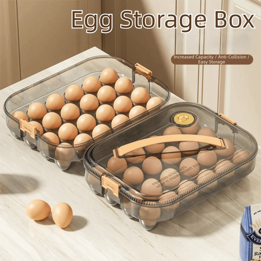 Transparent Egg Storage Box Food-grade With Lid Egg Fresh-Keeping Case Top Handle Snap-on Design Egg Preservation Box