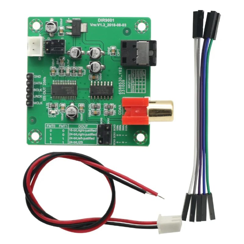 Receptor coaxial de fibra, módulo DIR9001, 1 piezas, salida SPDIF a I2S, 24 bits, 96khz, dedicado para módulo DAC